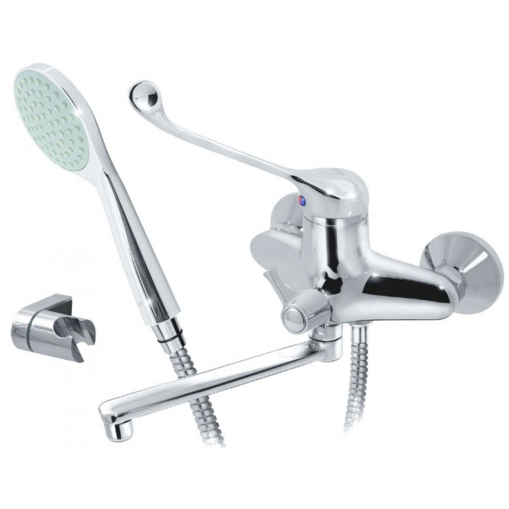 Смеситель Varion локтевой для ванны-раковины с керамическим переключателем, плоский излив 180 мм