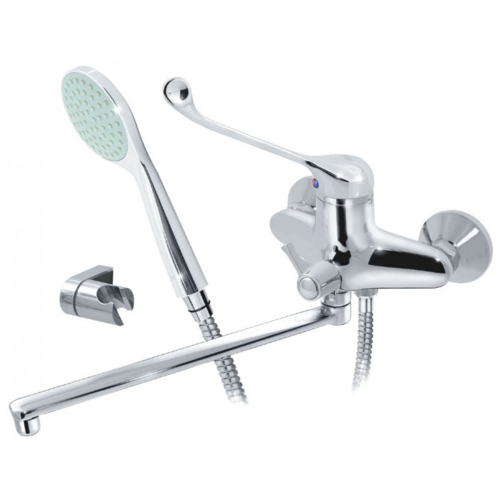 Смеситель Varion локтевой для ванны-раковины с керамическим переключателем, плоский излив 330 мм