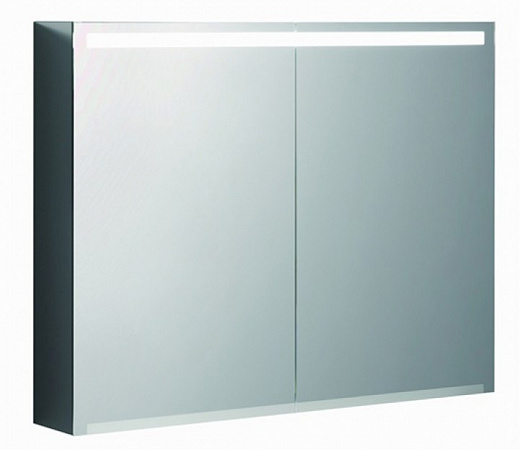 Зеркальный шкаф с подсветкой Geberit Option, две двери, 90×70×15 см, серебристый