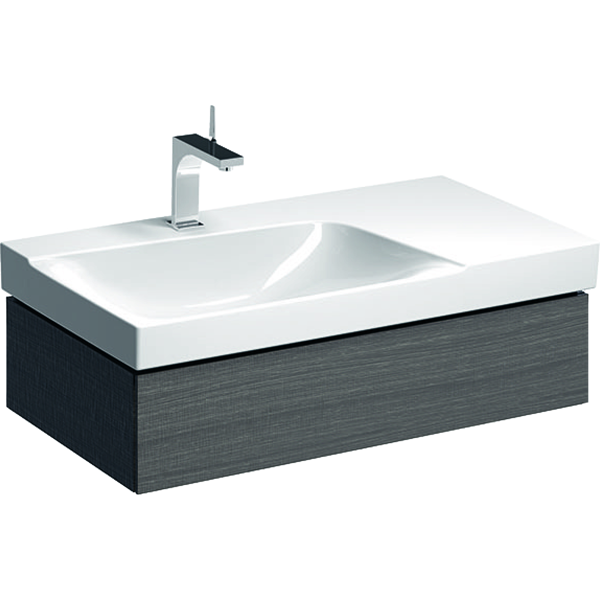 Шкафчик для раковины Geberit Xeno², с полкой и одним выдвижным ящиком, 88×22×46,2 см, серый дуб