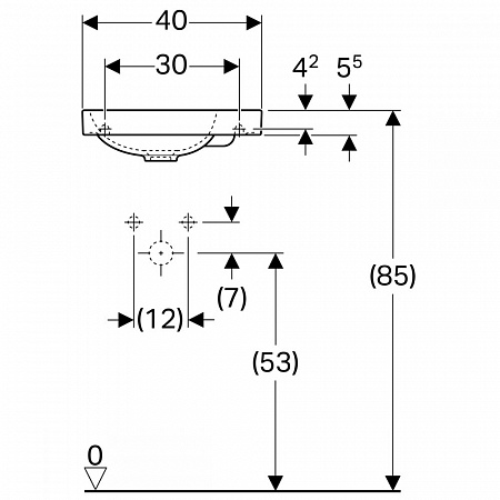 Шкафчик для раковины Geberit Acanto, с одной дверью и сифоном, 39,5×53,5×24,5 см, песчаный глянец