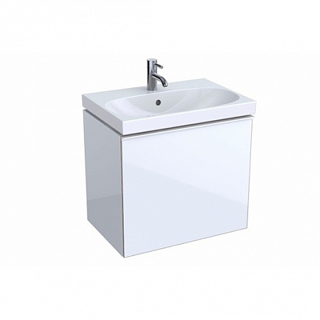 Шкафчик для раковины Geberit Acanto, с выдвижными ящиками (обычным и внутренним), вылетом, сифоном, 59,5×53,5×41,6 см, белый