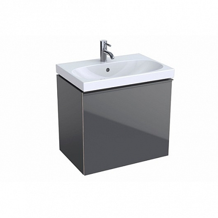 Шкафчик для раковины Geberit Acanto, с выдвижными ящиками (обычным и внутренним), вылетом, сифоном, 59,5×53,5×41,6 см, темно-серый