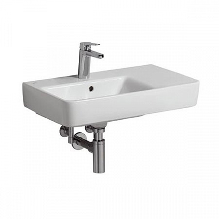 Раковина Geberit Renova Compact с полкой (справа), 65×37 см, белая