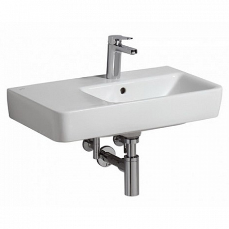 Раковина Geberit Renova Compact с полкой (слева), 65×37 см, белая