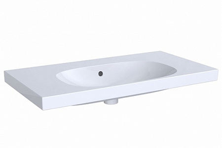 Раковина Geberit Acanto с полкой, отверстия под смеситель нет, перелив на виду, 90×48,2 см, белая