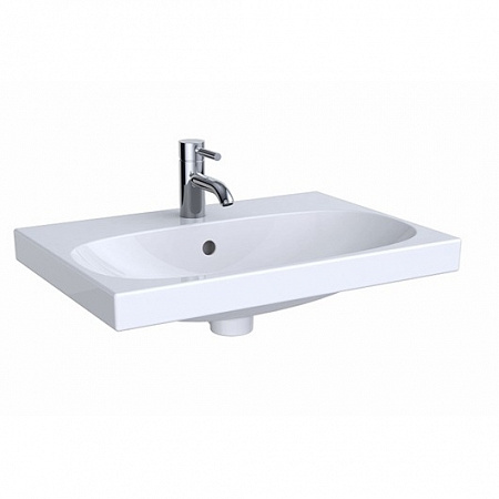 Раковина Geberit Acanto, с укороченным вылетом, отверстием под смеситель и переливом, 60×42,2 см, белая