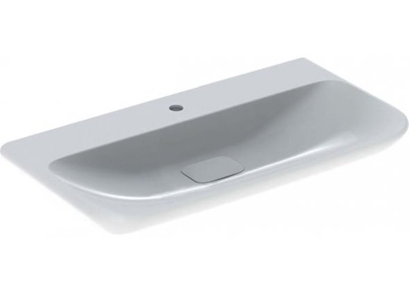 Раковина Geberit myDay, отверстие под смеситель по центру, без перелива, покрытие KeraTect, 100×48 см, белая