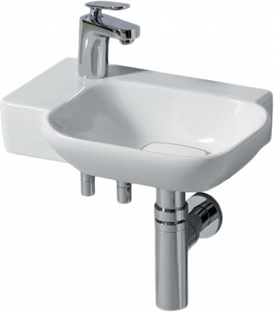 Раковина Geberit myDay, отверстие под смеситель слева, без перелива, покрытие KeraTect, 40×10,5×28 см, белая