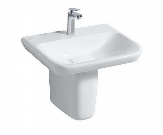 Раковина Geberit myDay, отверстие под смеситель по центру, без перелива, покрытие KeraTect, 65×48 см, белая