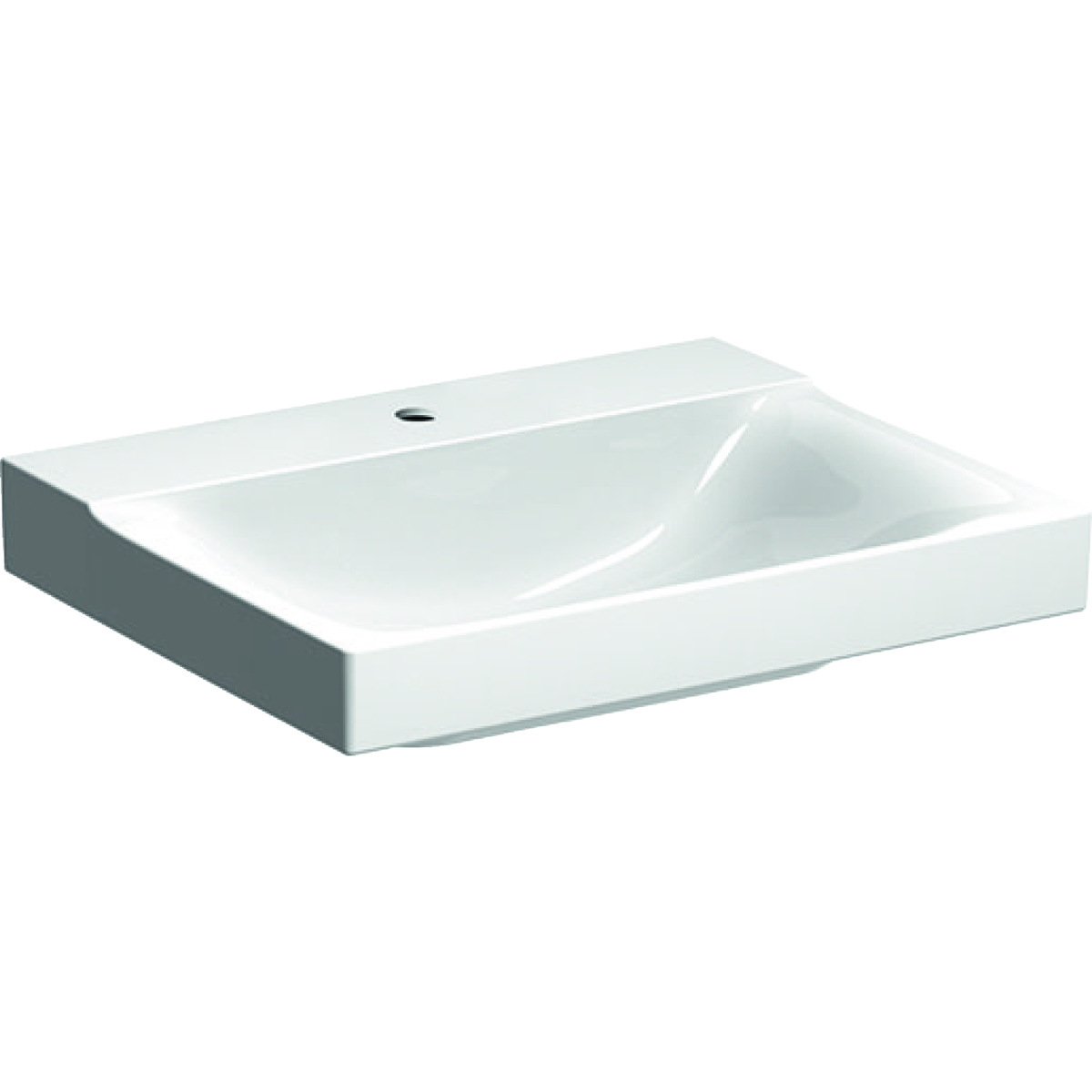 Раковина Geberit  Xeno², отверстие под смеситель по центру, без перелива, покрытие KeraTect, 60×48 см, белая