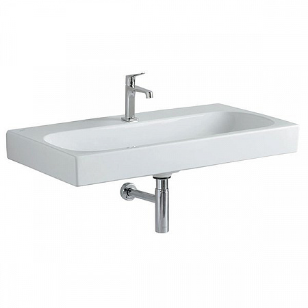 Раковина Geberit Citterio, отверстие под смеситель по центру, без перелива, покрытие KeraTect, 90×50 см, белая