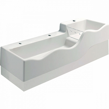 Раковина Geberit Bambini, слева раковина более низкая, отв. смесителей (левое,правое, по центру), без перелива 139×41,5 см, белый