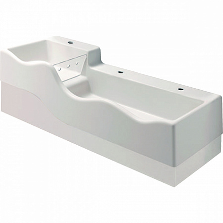 Раковина Geberit Bambini, слева раковина более низкая, отв. смесителей (левое,правое, по центру), без перелива 139×41,5 см, белый