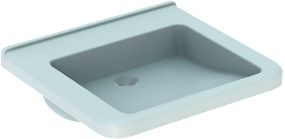 Раковина Geberit Renova Comfort Square, безбарьерная, без отверстия для смесителя и перелива, 60×55 см, белая