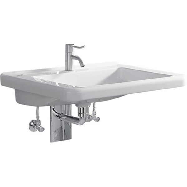 Раковина Geberit Renova Comfort Square, безбарьерная, отверстие для смесителя по центру, без перелива, 60×55 см, белая