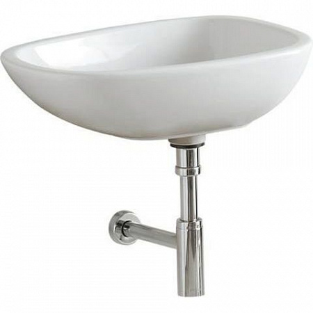 Раковина накладная Geberit Citterio, без отверстия под смеситель, без перелива, покрытие KeraTect, 56×40 см, белая