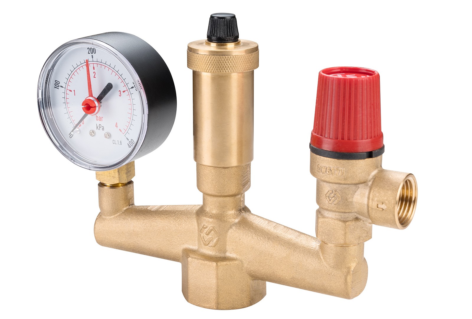 Группа безопасности котла с манометром, предохр. клапаном и автом. воздухоотводчиком DN 1" MVI