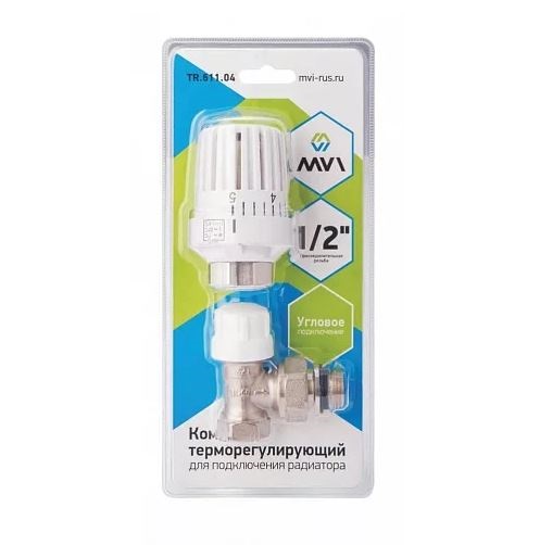 Комплект угловой 2 в 1 (термоголовка и клапан термостатический) DN 1/2" MVI