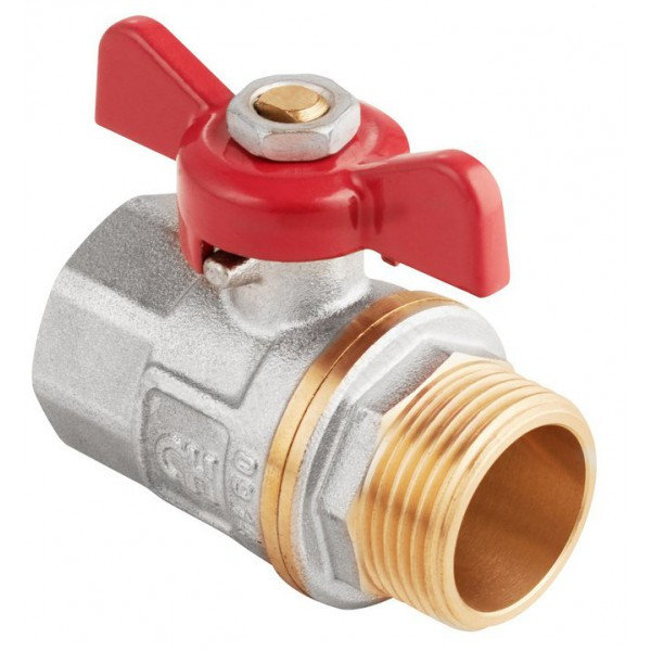 Кран шаровый латунный с ручкой-бабочкой, ВР/НР (БГШ) DN 1/2" PN 25 MVI AquaHit