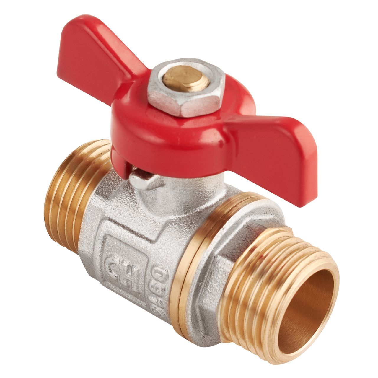 Кран шаровый латунный с ручкой-бабочкой, НР/НР (БШШ) DN 1/2" PN 25 MVI AquaHit