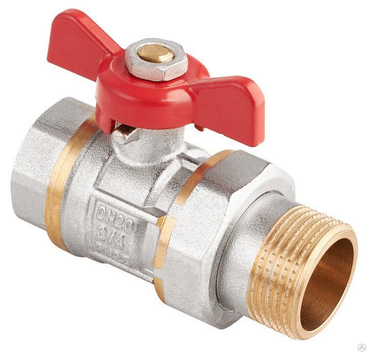 Кран шаровый латунный с полусгоном с ручкой-бабочкой, ВР/НР DN 1/2" PN 25 MVI AquaHit