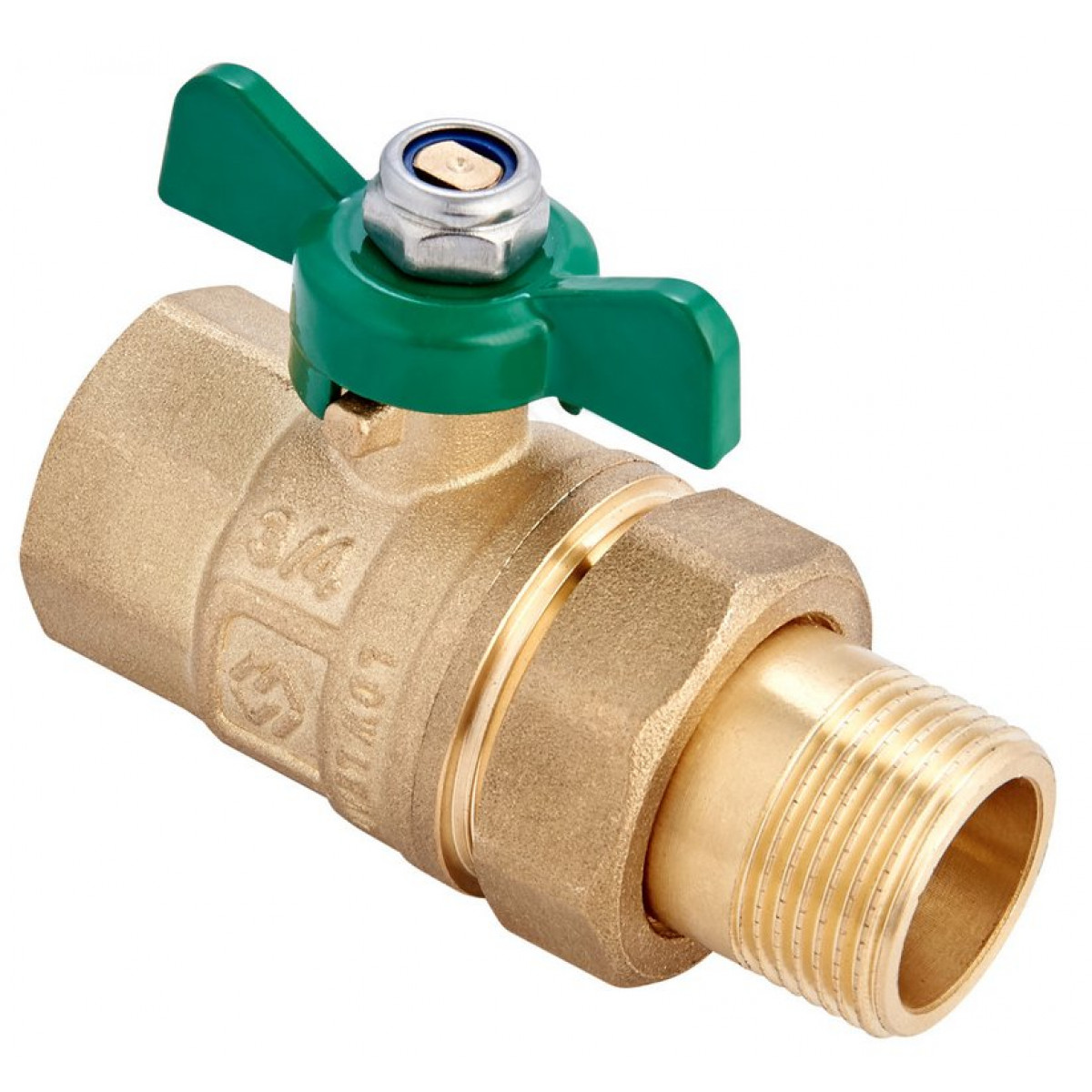 Кран шаровый латунный с полусгоном с ручкой-бабочкой, ВР/НР DN 1/2" PN 40 MVI 'H2O'