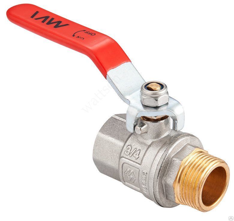 Кран шаровый латунный с ручкой, гайка-штуцер (РГШ) DN 1/2" PN 40 MVI Premium