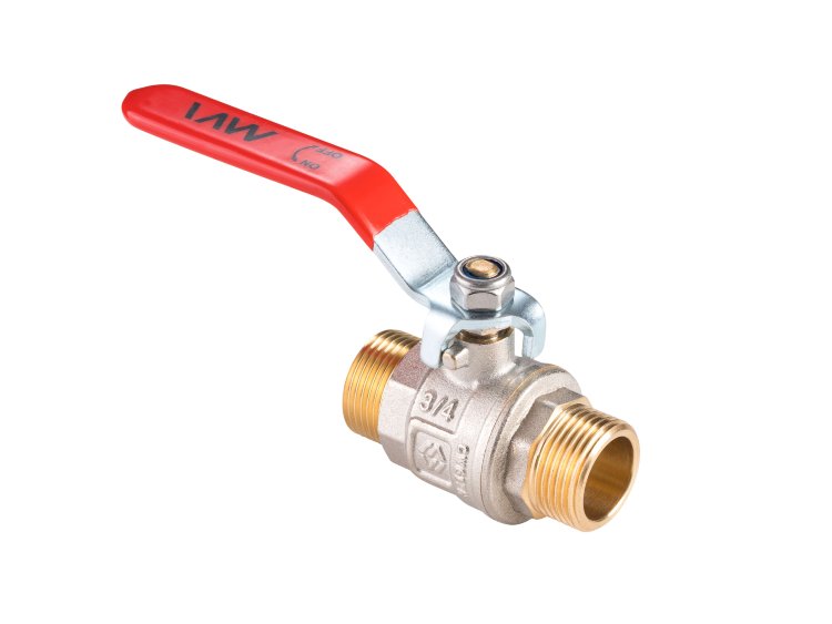 Кран шаровый латунный с ручкой, штуцер-штуцер (РШШ) DN 1/2" PN 40 MVI Premium