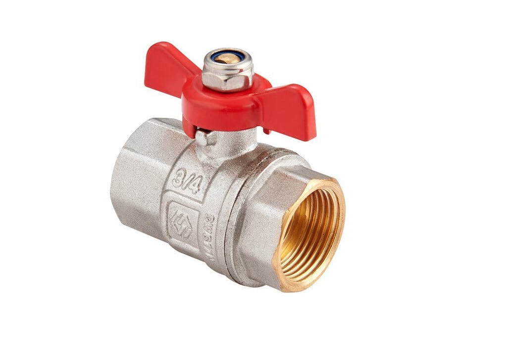 Кран шаровый латунный с ручкой-бабочкой, гайка-гайка (БГГ) DN 1/2" PN 40 MVI Premium