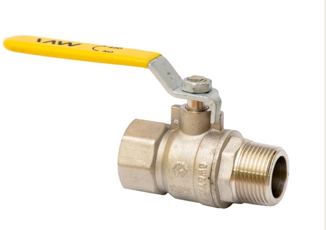 Кран шаровый латунный газовый с ручкой, гайка-штуцер (РГШ) DN 1/2" PN 25 MVI