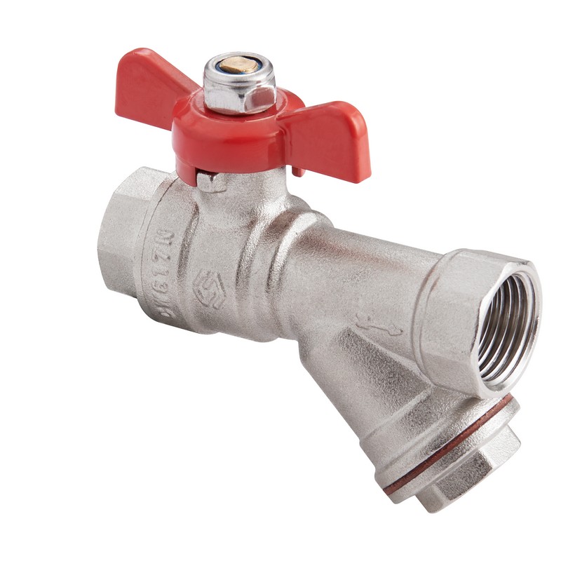 Кран шаровый полнопроходной с фильтром и ручкой-бабочкой DN 1/2" PN 25 MVI
