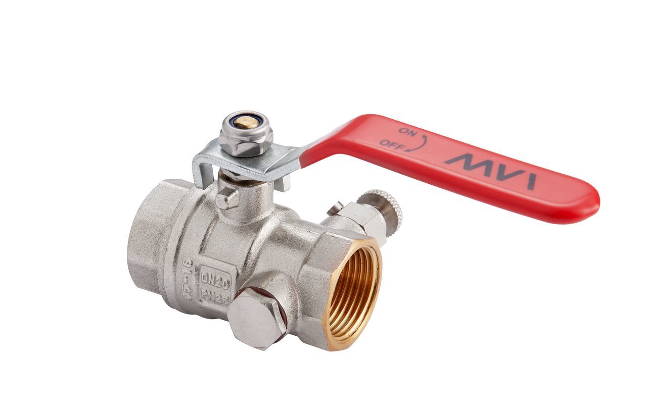 Кран шаровый латунный с дренажём и воздухоотводчиком DN 1/2" PN 25 MVI