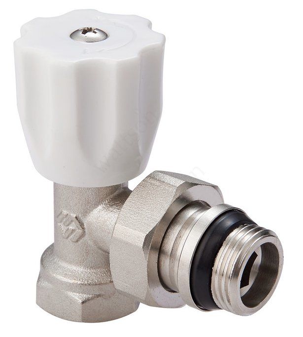 Вентиль радиаторный угловой ручной регулировки с самоуплотняющимся кольцом DN 1/2" PN 10 MVI серия TR