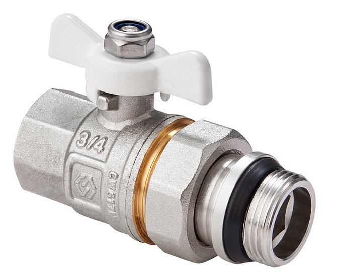 Кран-американка шаровый латунный с ручкой-бабочкой и самоуплотняющимся кольцом DN 1/2" PN 40 MVI