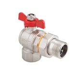 Кран-американка шаровый латунный угловой с ручкой-бабочкой DN 1/2" PN 40 MVI