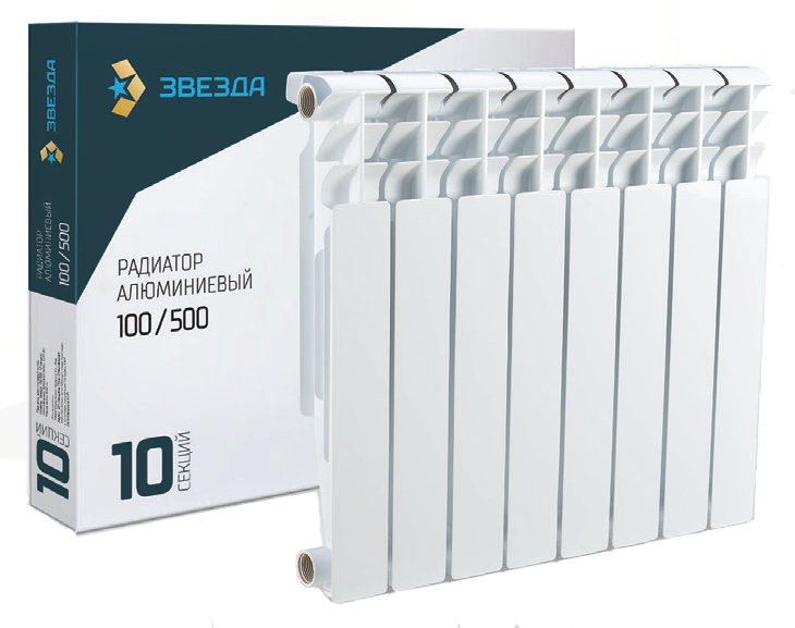Радиатор алюминиевый 100/500 ЗВЕЗДА 1 секция