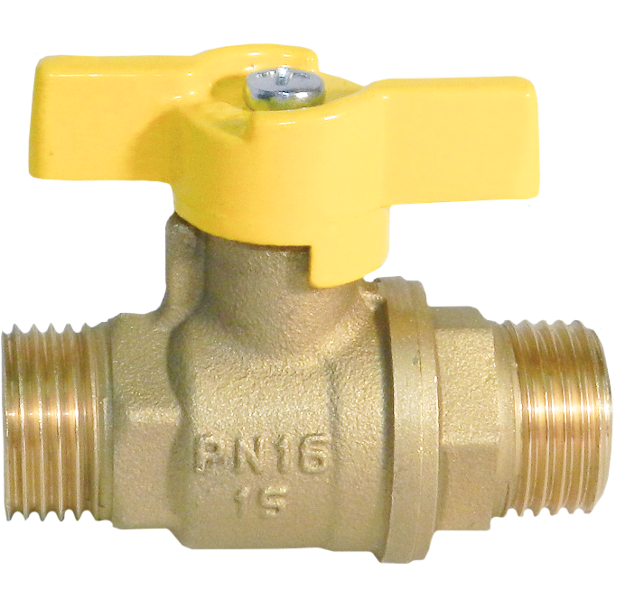 Кран шаровой 11Б27п А12.1 (газ) DN15 PN40 нр/нр "бабочка" БАЗ