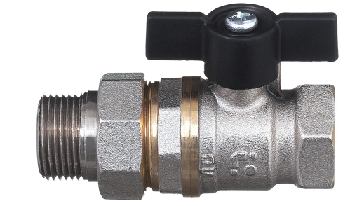 Кран шаровой "американка" 11Б27п1 А31/1 (никель) DN15 PN 40 прямой "бабочка" БАЗ