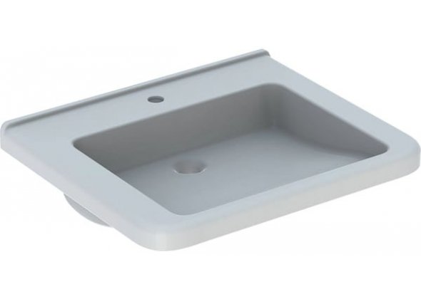 Раковина Geberit Renova Comfort Square, безбарьерная, без отверстия для смесителя и перелива, 65×55 см, белая