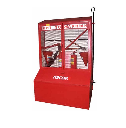 Пожарный стенд металлический закрытого типа (сетка) с ящиком для песка